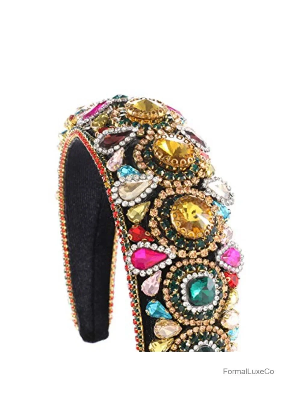 Rhinestone Padded Headband Baroque Crystal Embellished Hair Accessory for Women